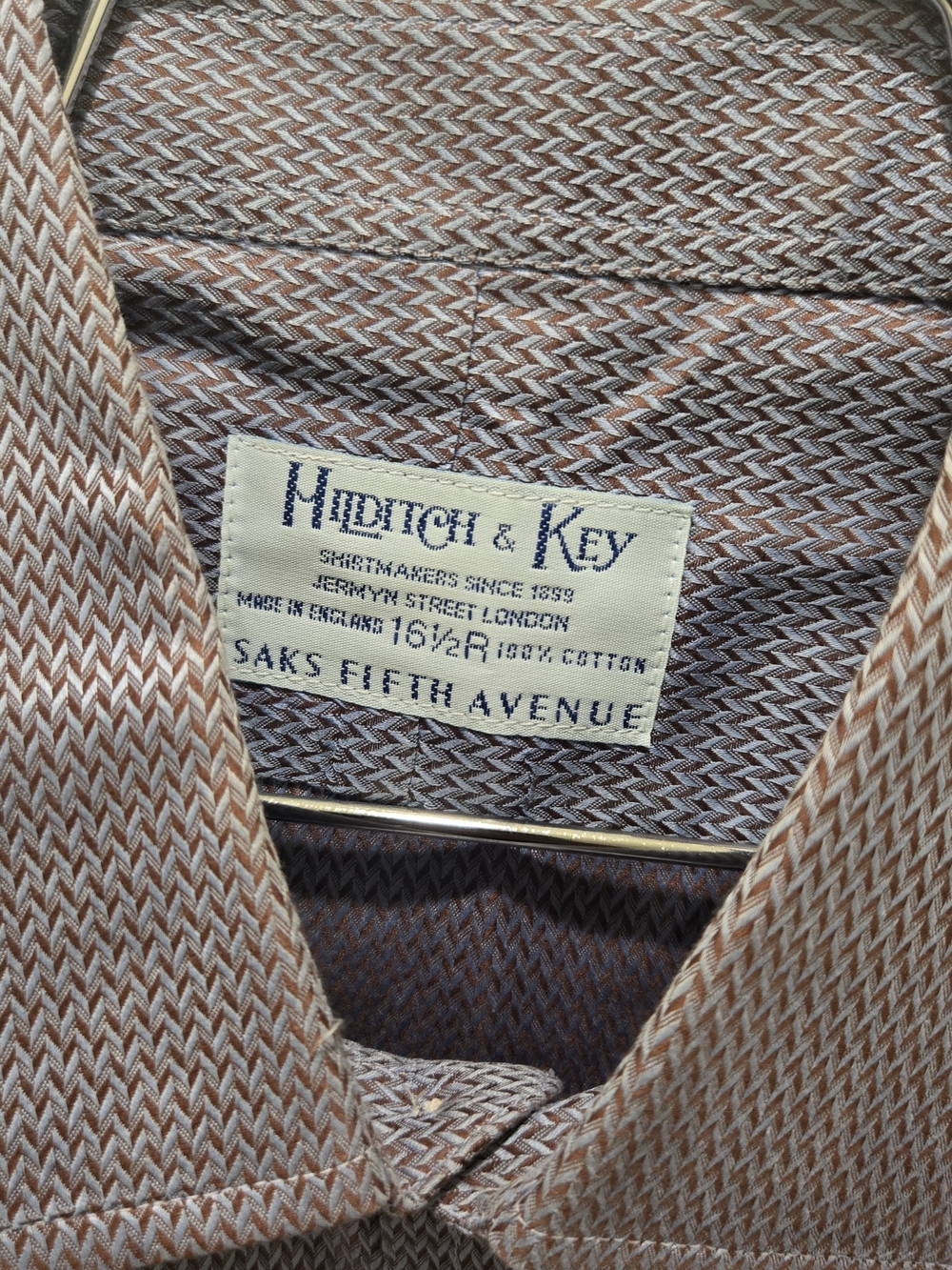 Hilditch & Key Mens Dress Shirt 100% Cotton. Made In England.